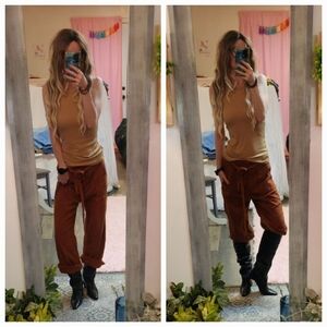 Free People Cotton Lightweight Slouchy Tie Waist Flare Pants Size 4